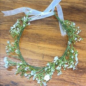 Floral Green and White Wedding Flower Girl Headband